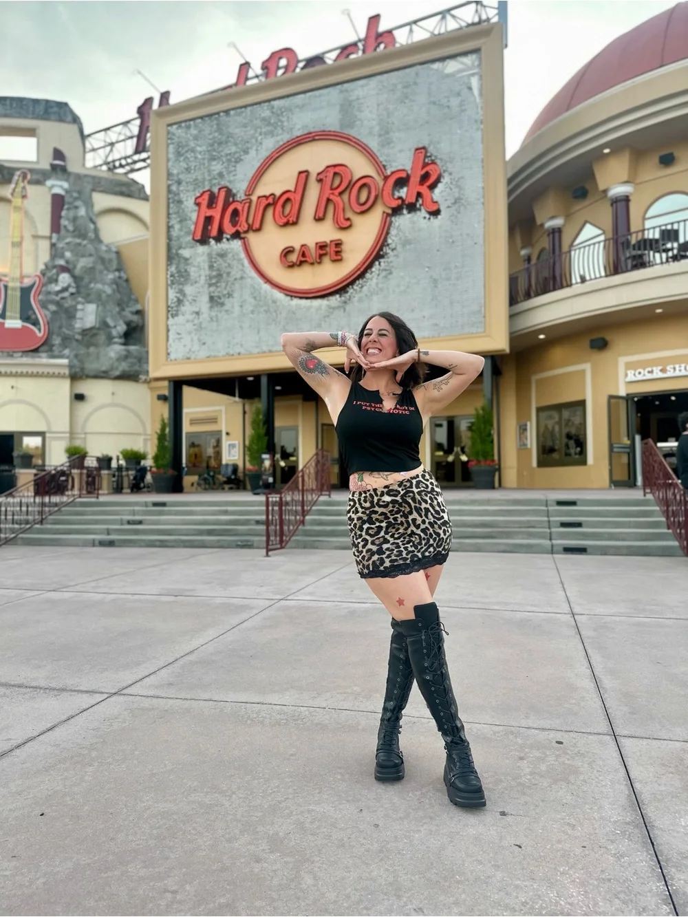 Black Over-the-Knee Lace-Up Platform Boots with Buckles